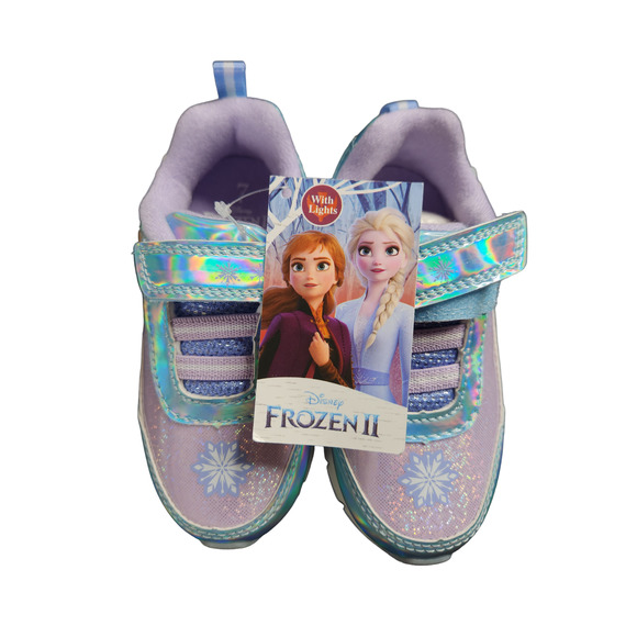 Disney Frozen Toddler Anna & Elsa Light Up Elastic Lace Sneaker NWT - Picture 2 of 9